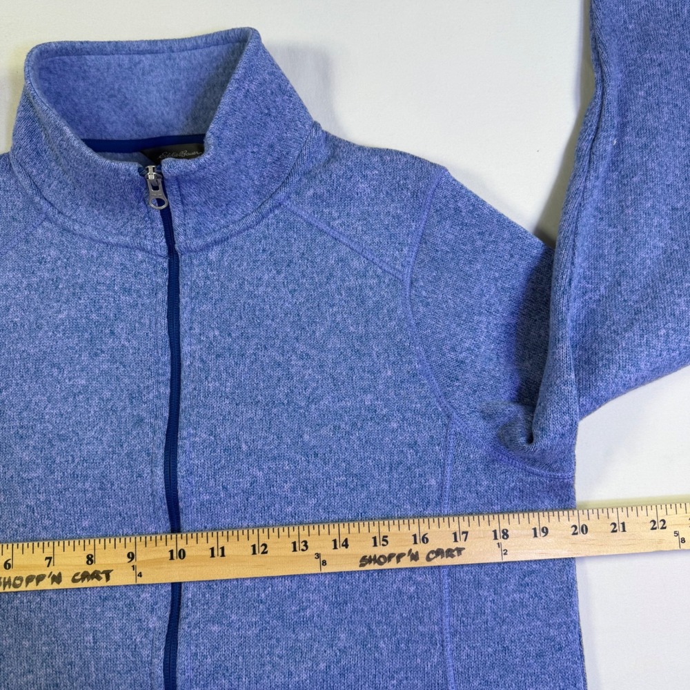Eddie Bauer Womens Medium‎ M Blue Sweater Fleece Jacket Full Zip Periwinkle Marl - Picture 12 of 14